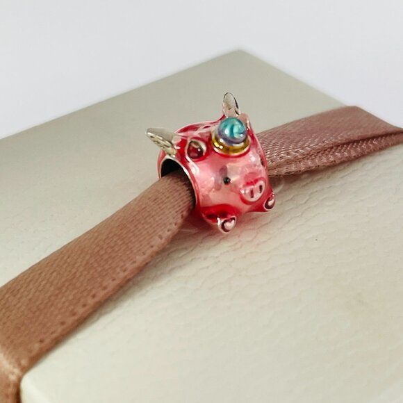 Pandora Flying Unicorn Pig Charm - Picture 1 of 5